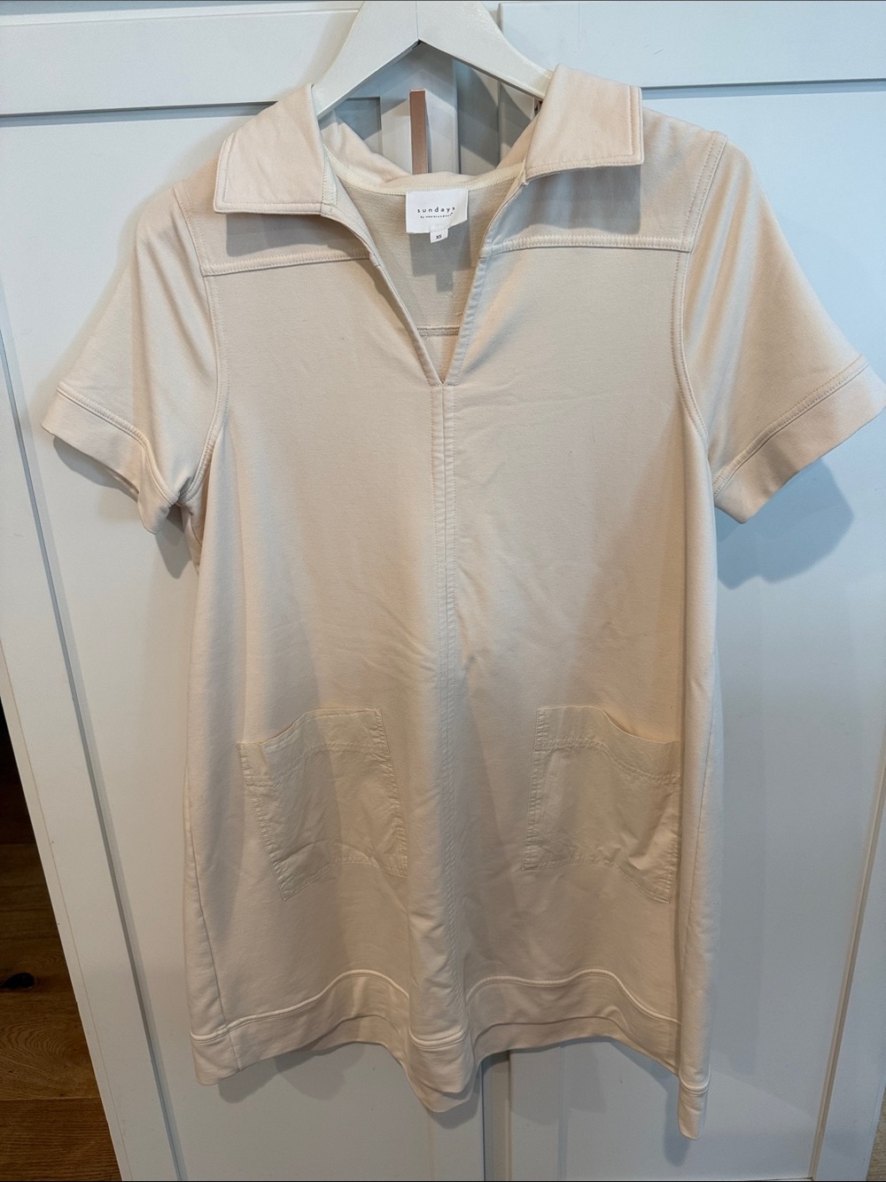Sundays Easy Cream Collared Polo Tunic Dress